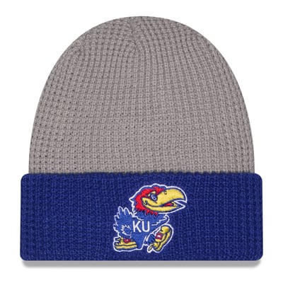 Kansas Jayhawks New Era Unisex Cuffed Waffle Knit Hat - Gray/Royal