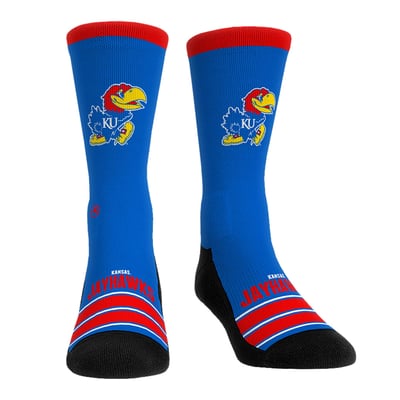  Kansas Jayhawks Rock Em Unisex Gametime Stripe Crew Socks - Blue
