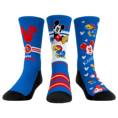  Kansas Jayhawks Rock Em Unisex Disney Three-Pack Crew Socks - 