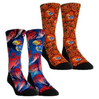  Kansas Jayhawks Rock Em Unisex Halloween Crew Socks 2-Pack Set - Orange
