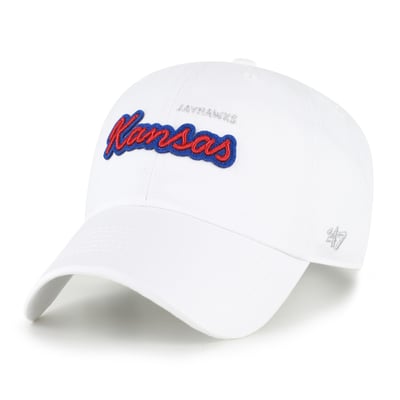 Kansas Jayhawks '47 Women's Trendy Script Clean Up Adjustable Hat - White