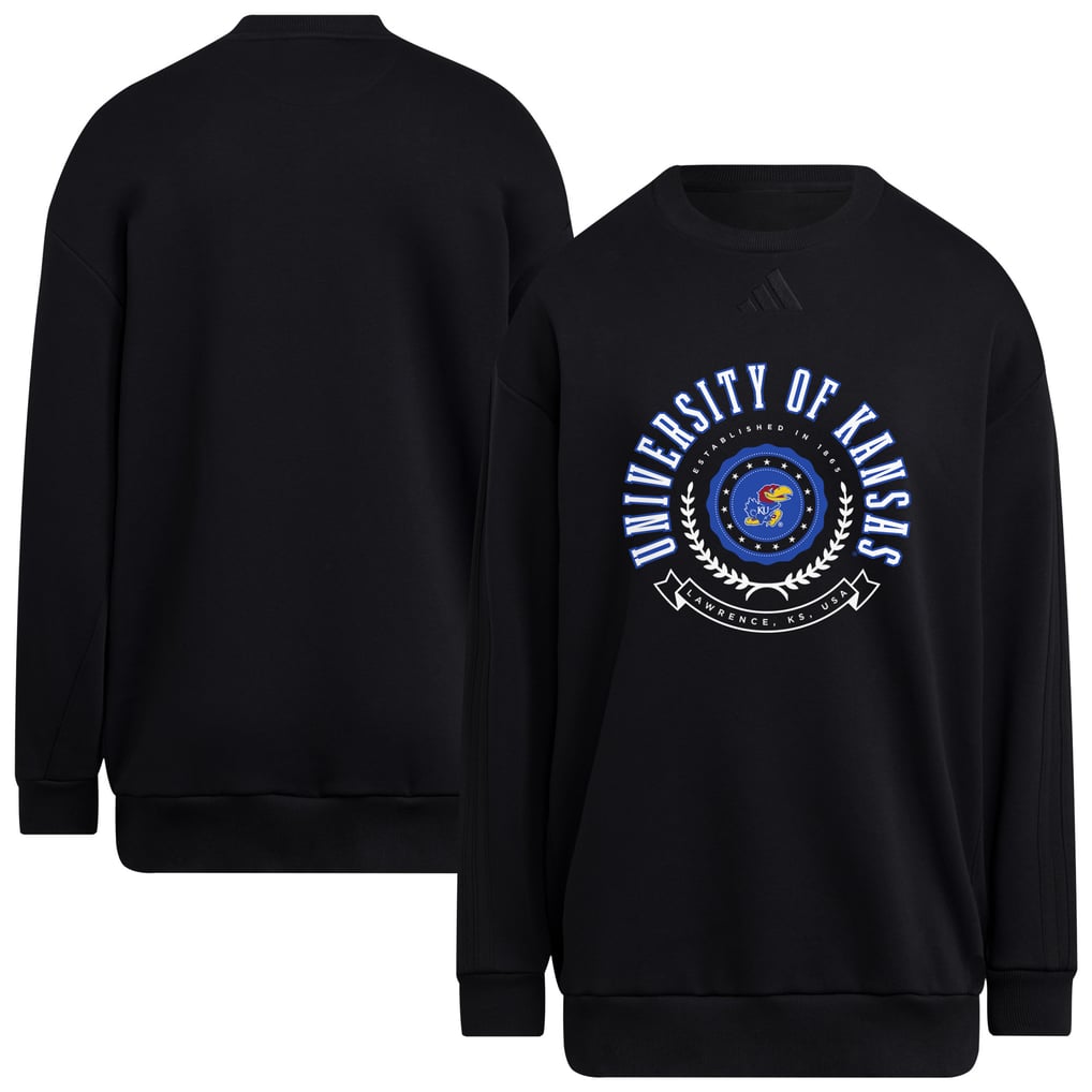 Kansas Jayhawks adidas Women's Oversized Crewneck Pullover - Black