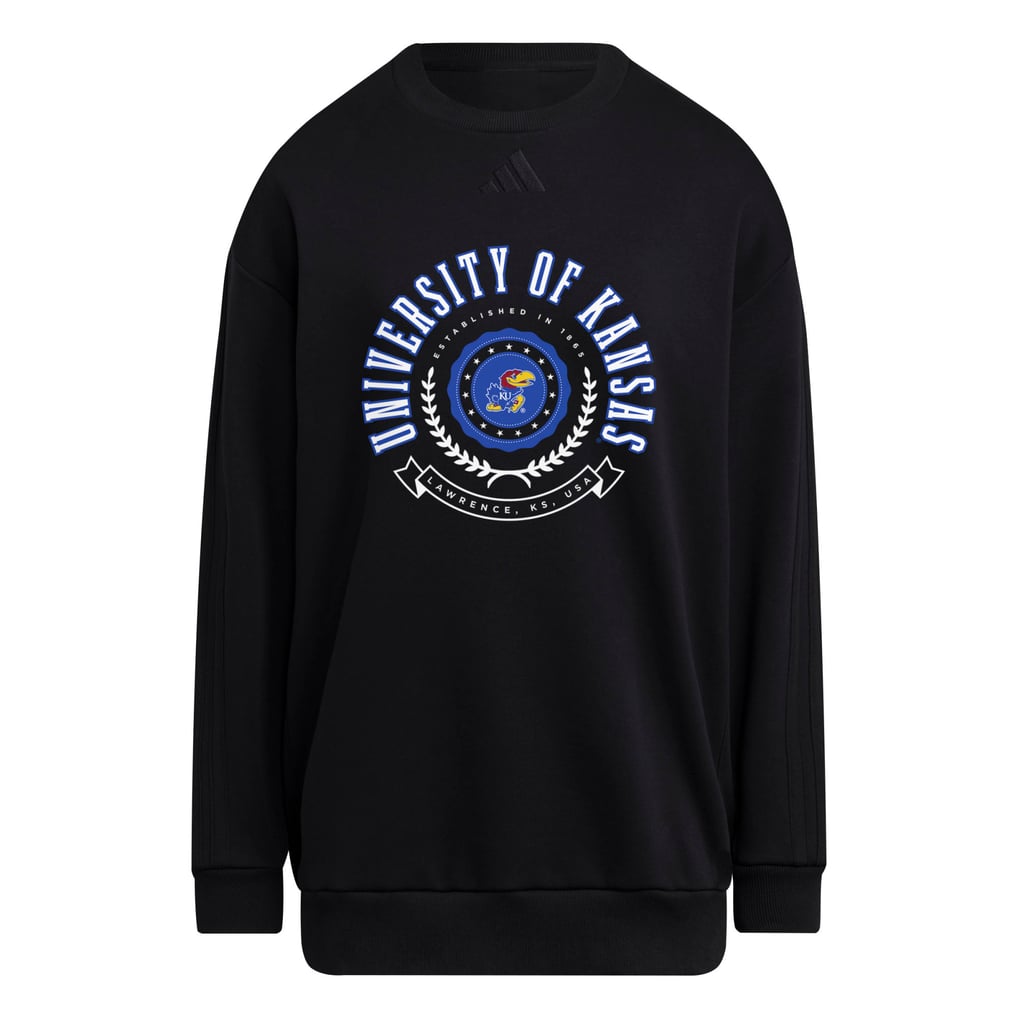 Kansas Jayhawks adidas Women's Oversized Crewneck Pullover - Black