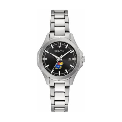Kansas Jayhawks Bulova Women's Stainless Steel Sport Classic Watch - Black