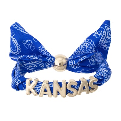Kansas Jayhawks CANVAS Style Women's Bandana Slider Bracelet