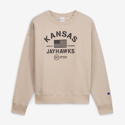 Kansas Jayhawks Champion Women's Operation Hat Trick Powerblend Sweatshirt - Tan