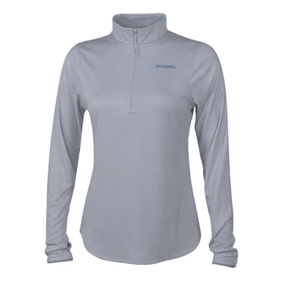  Kansas Jayhawks Columbia Women's Fairway Breeze Quarter-Zip Pullover - Gray
