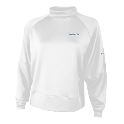  Kansas Jayhawks Columbia Women's Par-Performance Raglan Dolman Mock Neck Sweatshirt - White