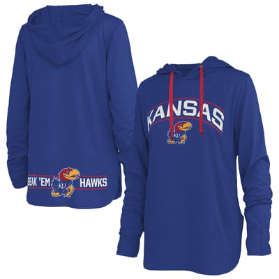 Kansas Jayhawks Pressbox Women's Allie Long Sleeve Hooded T-Shirt - Royal
