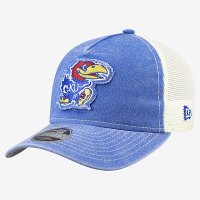 Kansas Jayhawks New Era Youth Retro A-Frame M-Crown Adjustable Trucker Hat - Royal