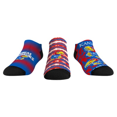  Kansas Jayhawks Rock Em Youth Make Some Noise Three-Pack Low-Cut Socks Set - Blue