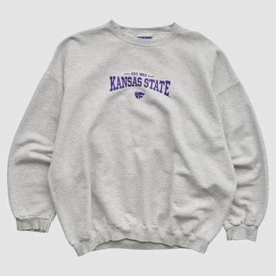 Kansas State Wildcats Hanes 90s Pullover Sweatshirt - Heather Gray - L by Fanatics Real Vintage