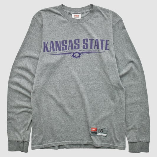 Kansas State Wildcats Nike 2000s Long Sleeve T-shirt - Heather Gray - S by Fanatics Real Vintage