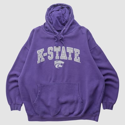 Kansas State Wildcats Old Varsity Brand 2010s Hooded Pullover Sweatshirt - Purple - XL by Fanatics Real Vintage