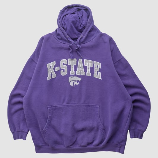 Kansas State Wildcats Old Varsity Brand 2010s Hooded Pullover Sweatshirt - Purple - XL by Fanatics Real Vintage