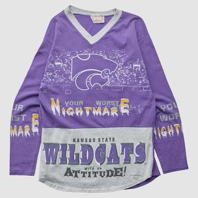 Kansas State Wildcats Team Glasgow 90s Long Sleeve T-shirt - Purple - S by Fanatics Real Vintage