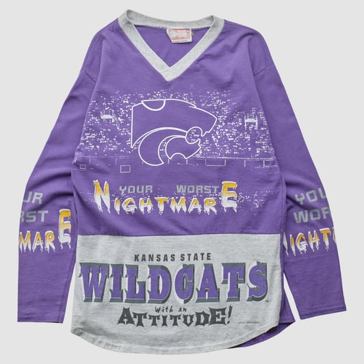 Kansas State Wildcats Team Glasgow 90s Long Sleeve T-shirt - Purple - S by Fanatics Real Vintage