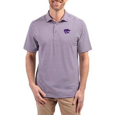  Kansas State Wildcats Cutter & Buck Virtue Recycled Stripe Featherlight Pique Polo - Purple