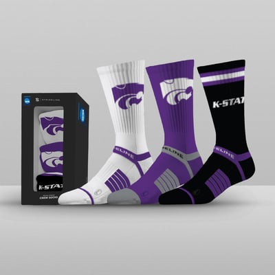 Kansas State Wildcats Strideline Unisex Premium 3-Pack Knit Crew Socks Set