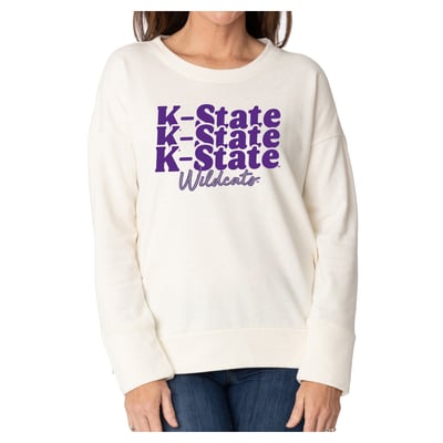 Kansas State Wildcats Flying Colors Apparel Women's Marly Side Split Sweatshirt - Cream
