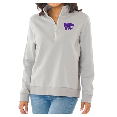 Kansas State Wildcats Flying Colors Apparel Women's Quinn Quarter-Zip Fleece - Gray
