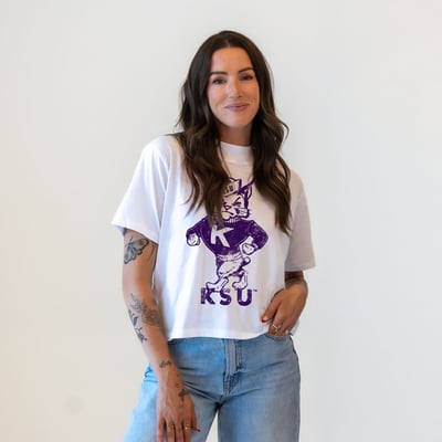  Kansas State Wildcats Gameday Social Women's Vault Mascot T-Shirt - White