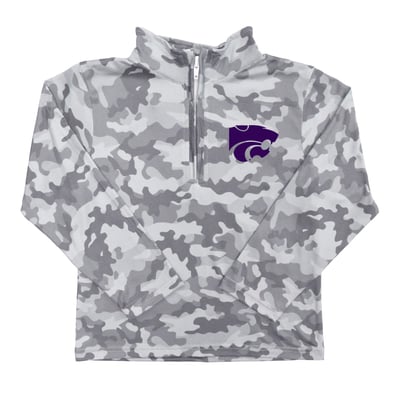  Kansas State Wildcats Vive La Fete Youth Camo Quarter-Zip Sweatshirt - Gray