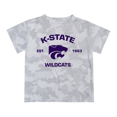  Kansas State Wildcats Vive La Fete Youth Est. Date Camo T-Shirt - Gray