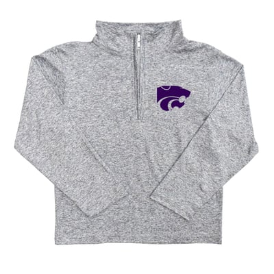  Kansas State Wildcats Vive La Fete Youth Team Logo Quarter-Zip Sweatshirt - Heather Gray