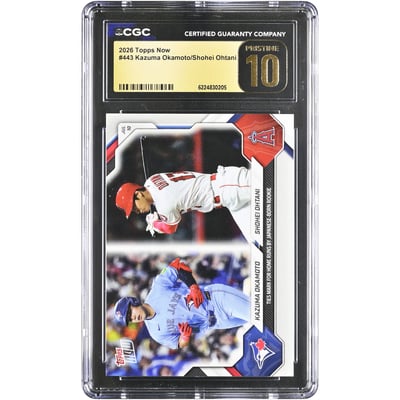 Kazuma Okamoto & Shohei Ohtani 2026 Topps Now Ties Mark for Home Runs by Japanese-Born Rookie #443 CGC Authenticated PRISTINE 10 Card
