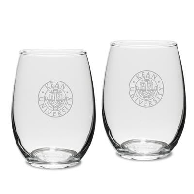 Kean University Cougars 15oz. 2-Piece Stemless Wine Glass Set