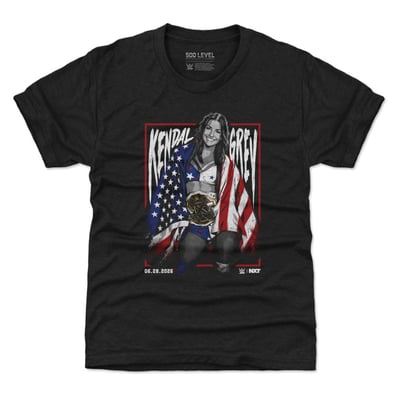 Kendal Grey 500 Level Youth NXT Champ Flag T-Shirt - Black