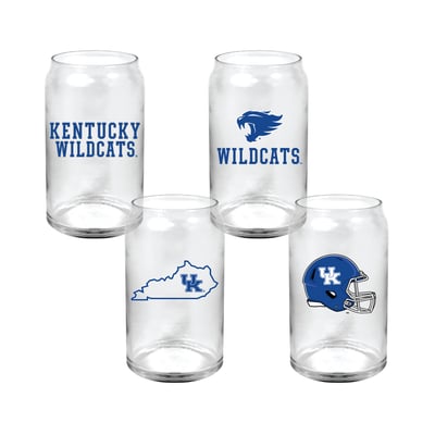  Kentucky Wildcats Indigo Falls Core Collectors Glass Can 4-Pack Set