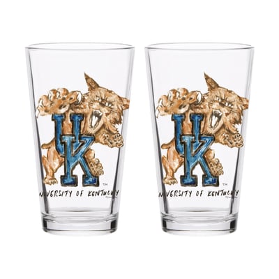  Kentucky Wildcats Indigo Falls Laura Wilcox Mascot Pint Glass Set of 2