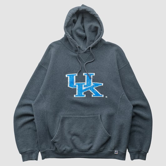 Kentucky Wildcats Russell 2010s Hooded Pullover Sweatshirt - Dark Heather Gray - L by Fanatics Real Vintage