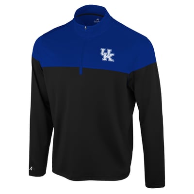  Kentucky Wildcats Antigua Hinder Colorblock Quarter-Zip Pullover - Black