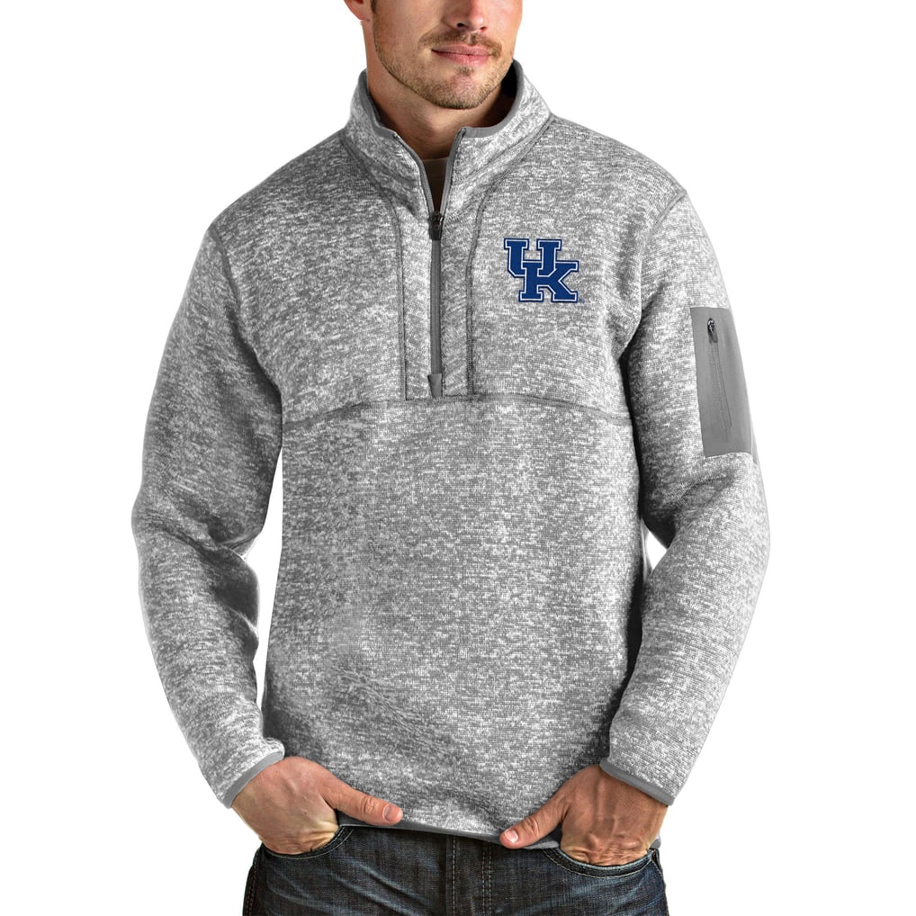 Kentucky Wildcats Antigua Fortune Half-Zip Pullover Jacket - Heathered Gray