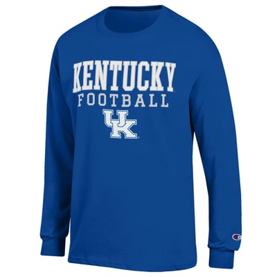 Kentucky Wildcats Champion Football Stack Long Sleeve T-Shirt - Royal