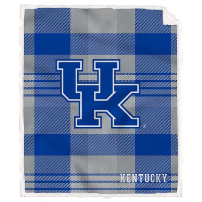 Kentucky Wildcats Pegasus Bold Plaid Steel 50" x 60" Ultra Cozy Sherpa Blanket