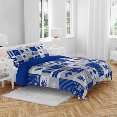 Kentucky Wildcats Pegasus Patchwork Plaid Three-Piece Full/Queen Bed in a Bag Set