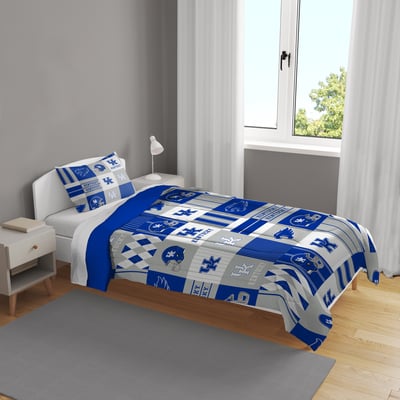 Kentucky Wildcats Pegasus Patchwork Plaid Two-Piece Twin/Twin XL Bed in a Bag Set