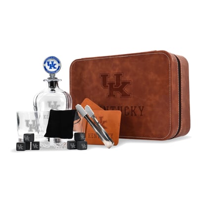 Kentucky Wildcats The Memory Company Whiskey Decanter Set & Faux Leather Case
