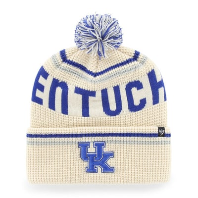  Kentucky Wildcats '47 Unisex Quattrle Waffle Cuffed Knit Hat with Pom - Cream