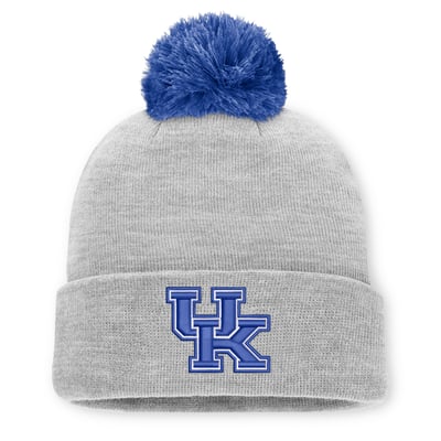 Kentucky Wildcats Nike Unisex Primetime Script Cuffed Knit Hat with Pom - Heather Gray