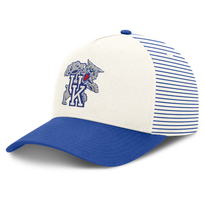  Kentucky Wildcats Nike Unisex Vault Striped A-Frame Rise Adjustable Hat - White/Royal