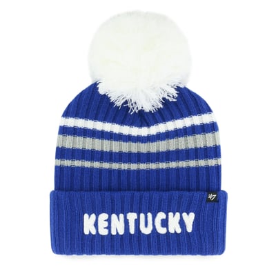  Kentucky Wildcats '47 Women's Seasonal Fuzzy Script Big Pom Knit Hat - Royal