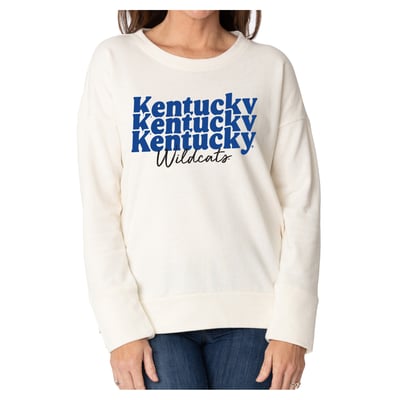 Kentucky Wildcats Flying Colors Apparel Women's Marly Side Split Sweatshirt - Cream

