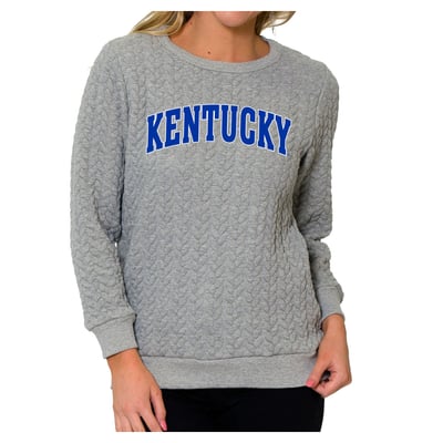 Kentucky Wildcats Flying Colors Apparel Women's Kinsley Quilted Sweater - Heather Gray
