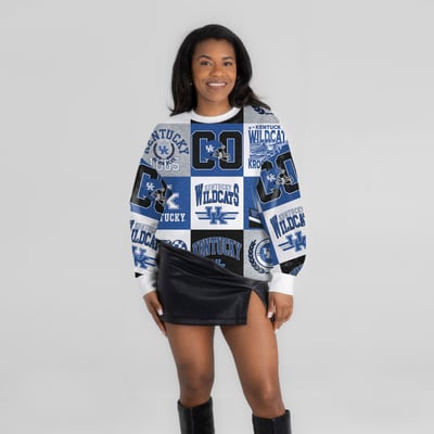  Kentucky Wildcats Gameday Couture Women's Highlight Reel Patchwork Long Sleeve Pullover - Royal