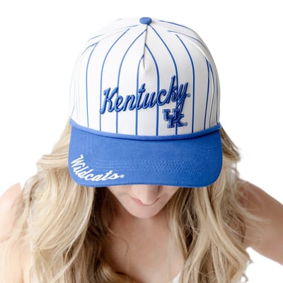 Kentucky Wildcats Gameday Social Women's Pinstripe Script Five-Panel Rope Adjustable Hat - White